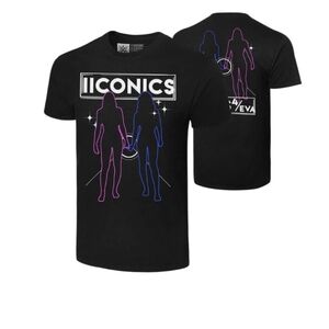 WWE Iconics Black Tee with Vibrant Silhouettes